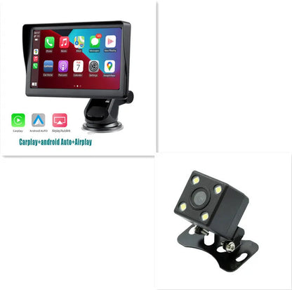 7-inch IPS car smart screen with wireless CarPlay and Android Auto on retractable bracket