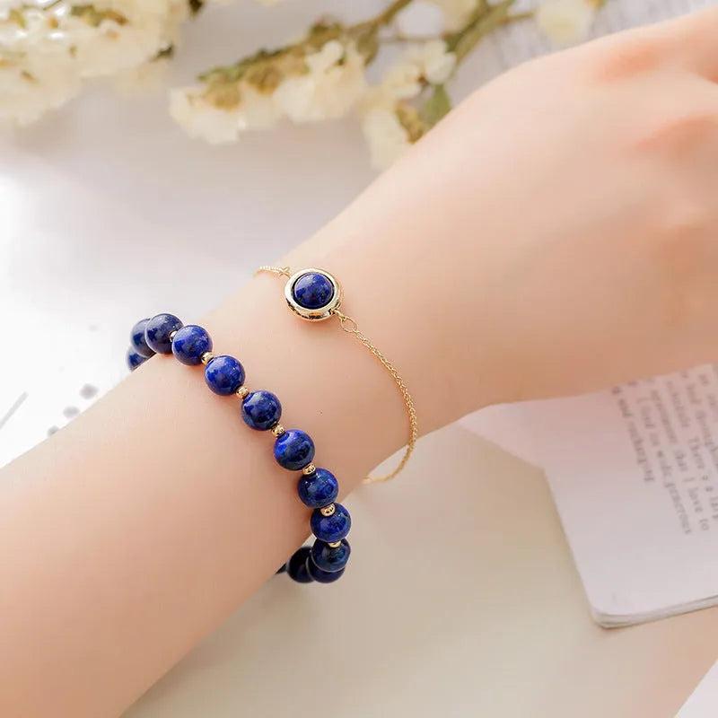 Double-layer women's bracelet with lucky beads and colourful crystals in gold-toned setting