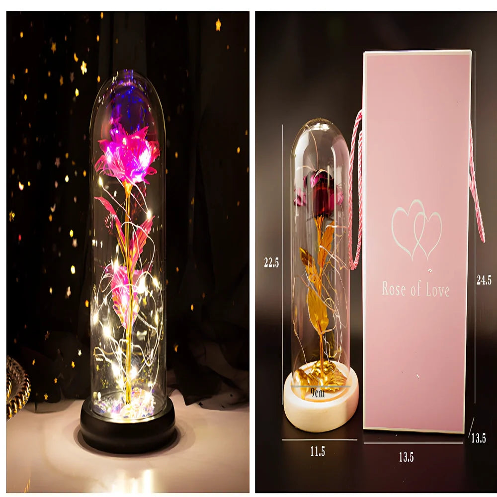 Little Prince Rose Glass Cover with 20cm diameter dome protecting plastic flower arrangement