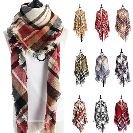 Luxury plus-sized double-sided cashmere-like scarf shawl in various colours