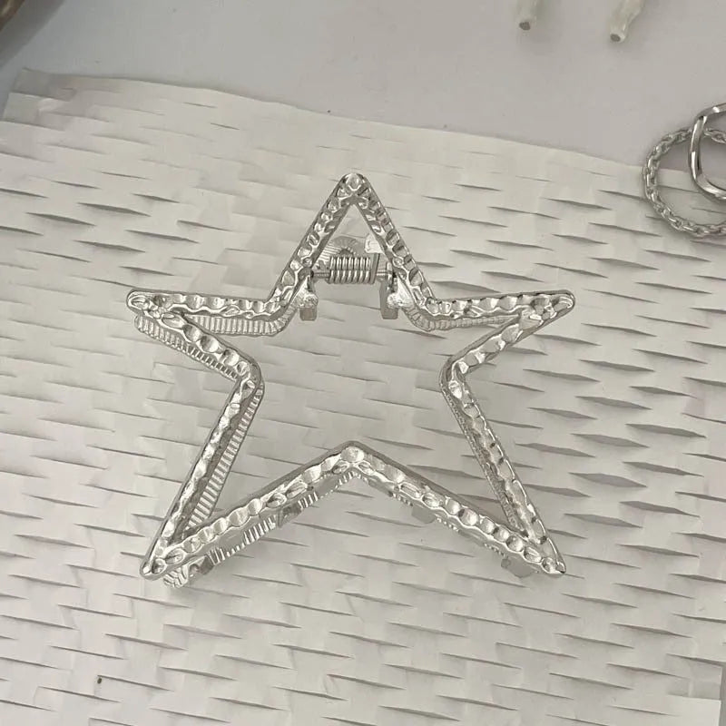 Silver metal hair claw barrette example from a range of 44 Korean-style designs.
