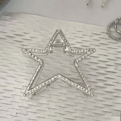 Silver metal hair claw barrette example from a range of 44 Korean-style designs.