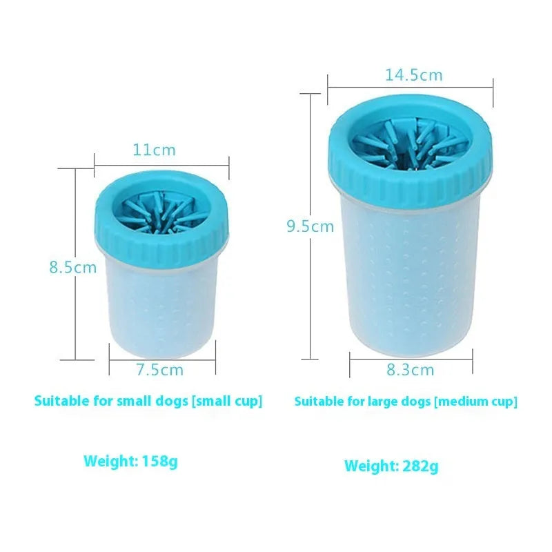 Silicone dog foot washing barrel bucket in blue colour for cleaning pet paws