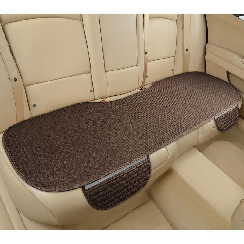 Linen plaid car cushion set in classic colours with hemmed edges for four seasons use