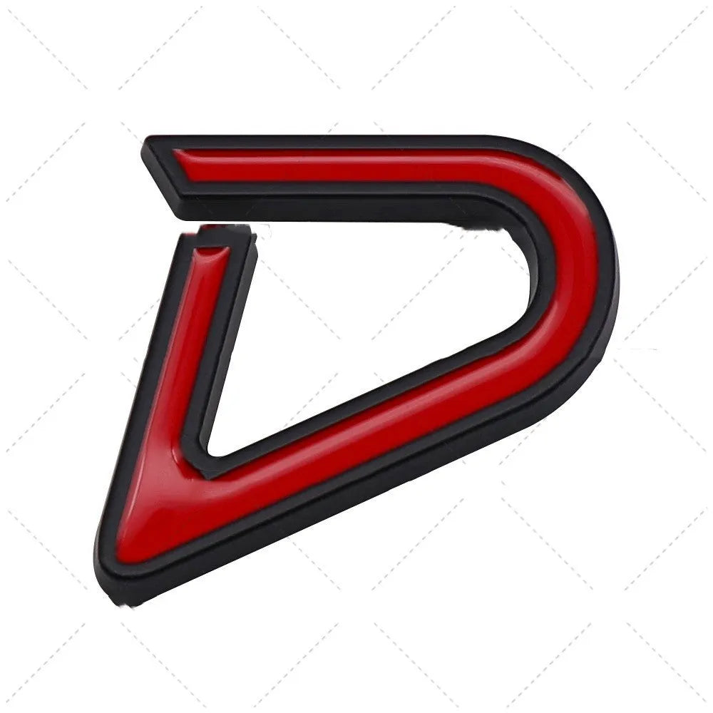 SD and D pattern metal car stickers in red silver and red black colours for vehicle bumper decoration