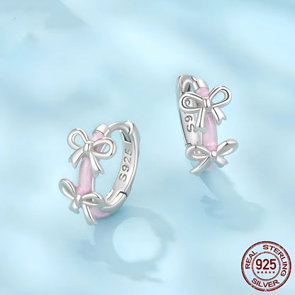 S925 sterling silver bow ear clip earrings for women in SCE1926 colour with dripping oil finish, supplied as a pair