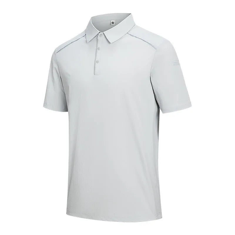Quick-drying breathable polo shirt in solid colour with short sleeves and regular fit