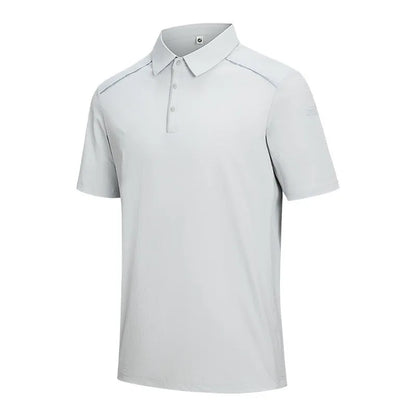 Quick-drying breathable polo shirt in solid colour with short sleeves and regular fit