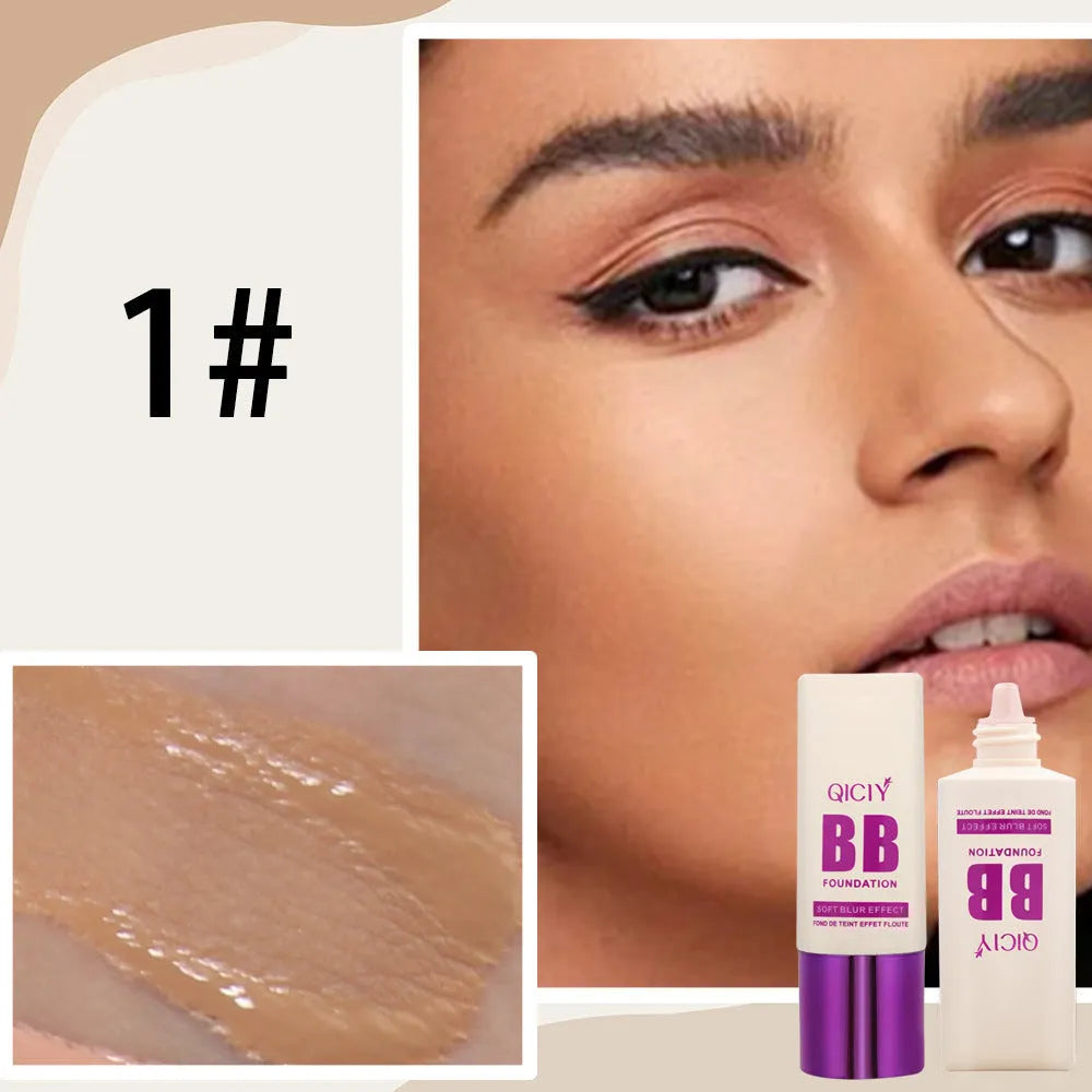 BB cream liquid foundation concealer bottle in one of 10 available shades with brightening properties
