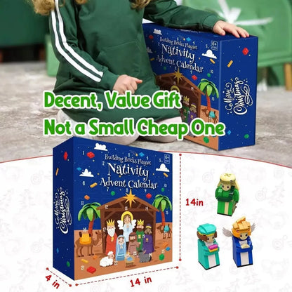 Children's Christmas countdown calendar blind box building block set in a colour box, plastic toy for ages 4-6, ST22 and ST27 options