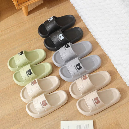 Cartoon bear slippers with thick non-slip EVA sole in various colours