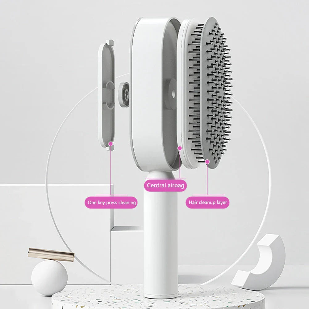 Premium self-cleaning hair brush with airbag massage technology for smooth, healthy hair