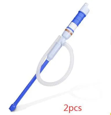 Blue and red manual siphon pump for fuel and liquid transfer