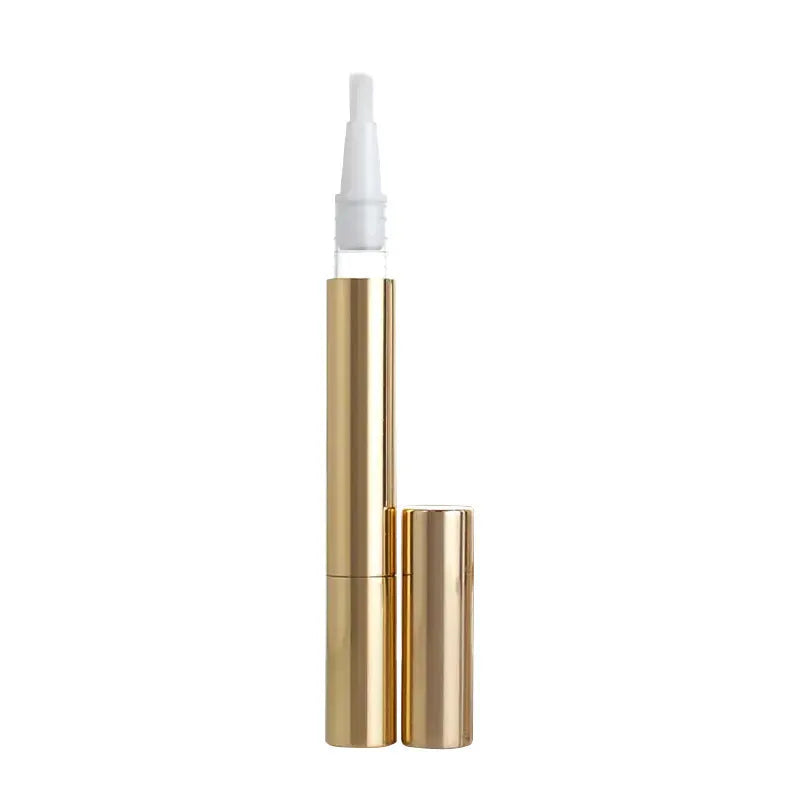 Teeth whitening pen with brush applicator in plastic white and gold aluminium case options