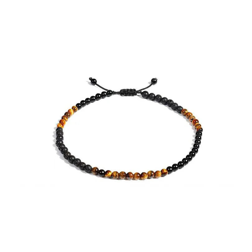 Handcrafted natural stone alloy bracelet showing tiger eye and agate components in 6cm size