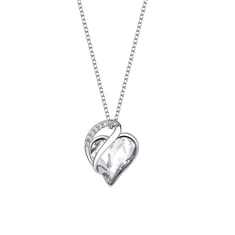 925 silver heart-shaped geometric necklace for women, available in multiple colours