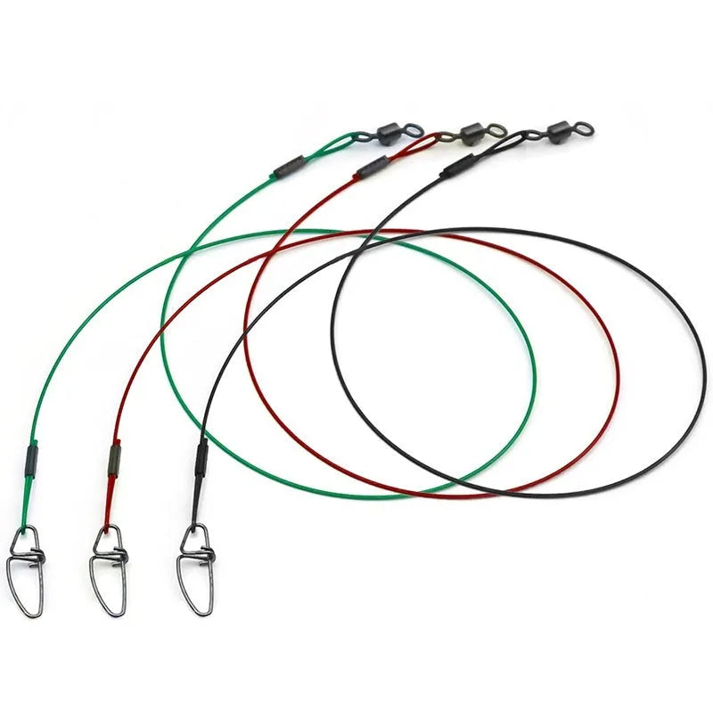 Green, black, and red 54cm copper steel wire fishing accessories with double buckle pins on fishing tackle