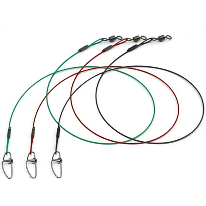 Green, black, and red 54cm copper steel wire fishing accessories with double buckle pins on fishing tackle