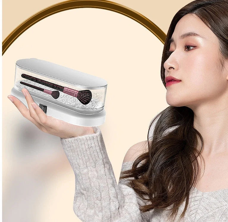 Compact ultrasonic cleaning machine for watches and small items, white colour, on a table
