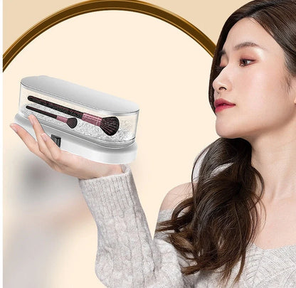 Compact ultrasonic cleaning machine for watches and small items, white colour, on a table