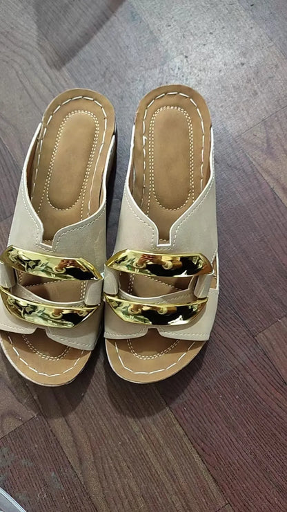 Roman-style platform flip-flop sandals in black, white, khaki, and sea blue on a rubber sole.