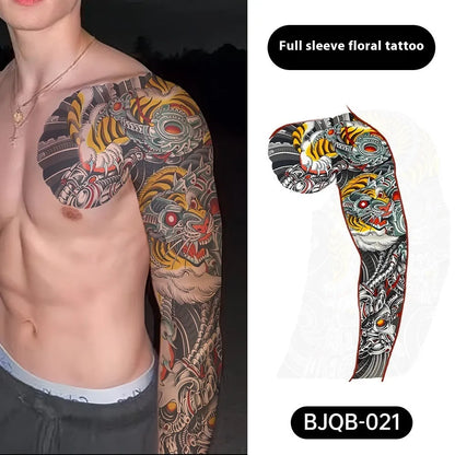 Retro traditional simulation flower arm body sticker sheet, 520mm x 370mm, transfer printing, BJQB pattern options