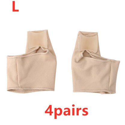 Corrective toe separator socks featuring a gel pad for bunion pain relief and a silicone toe spacer for proper foot alignment