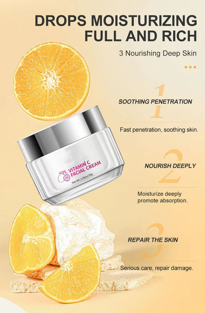 Vitamin C Face Cream 30g jar with dimensions 6cm by 6cm by 5.2cm