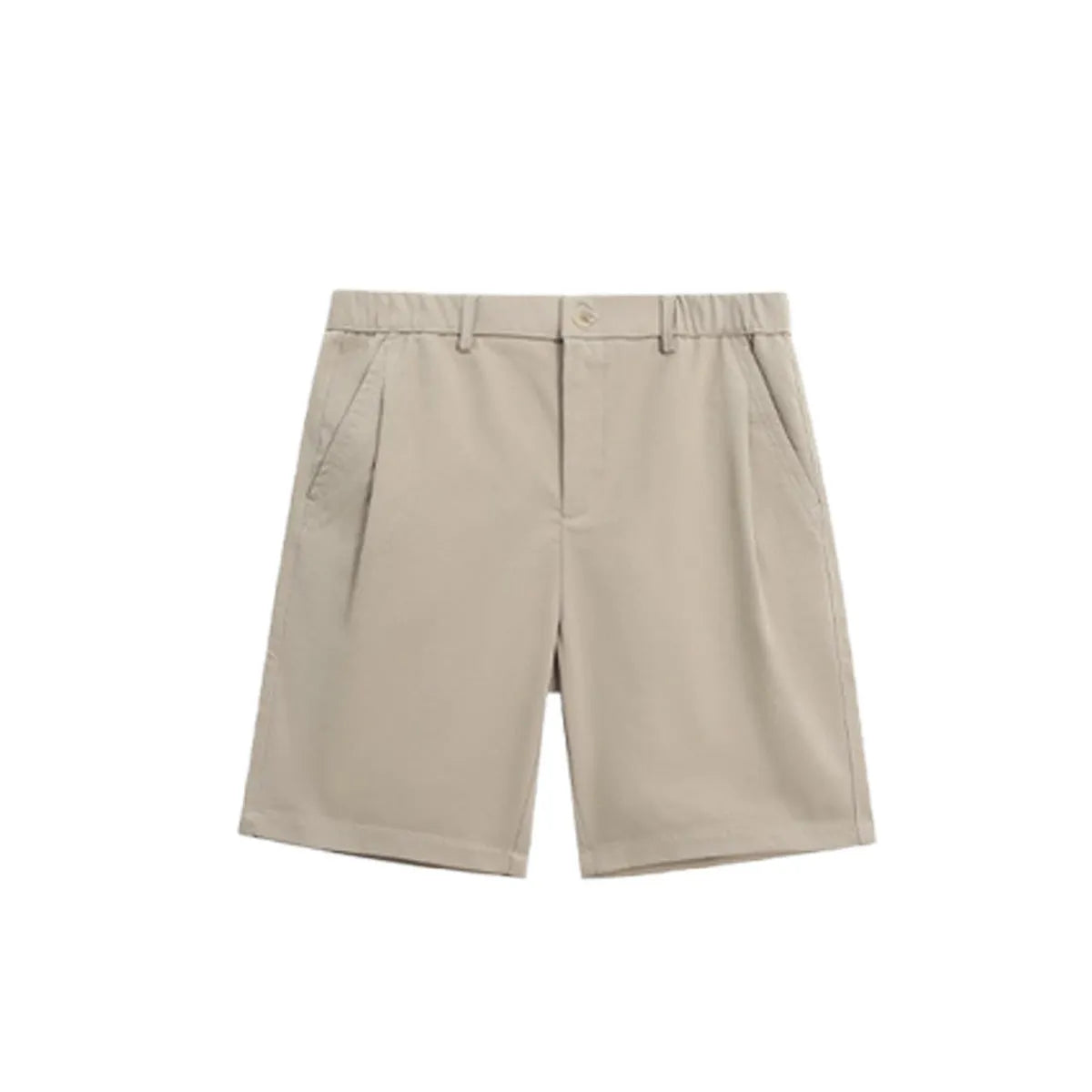 Men's straight-leg summer trousers in khaki colour with micro-elastic polyester fabric
