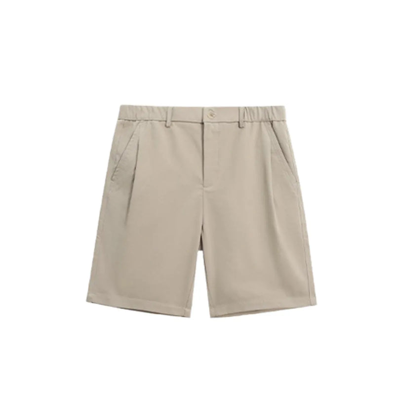 Men's casual trousers featuring a straight-leg cut with micro-elastic polyester fabric available in khaki, brown, and black colours for summer business and outdoor wear in sizes S to 3XL with Asian sizing considerations.