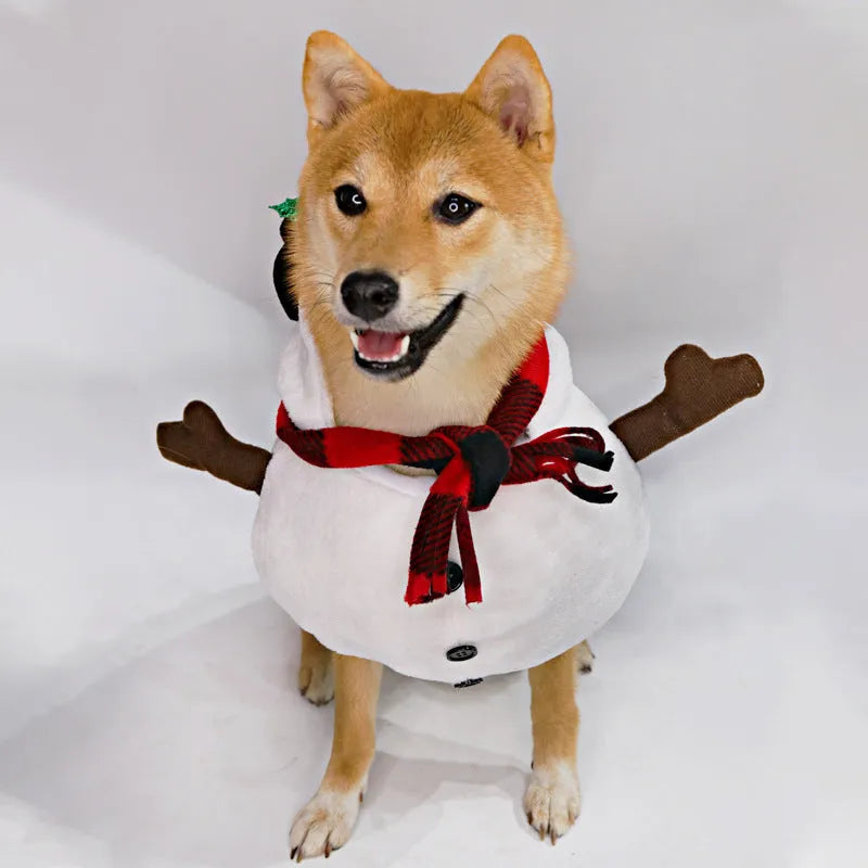 Christmas snowman costume for dog or cat with festive holiday design