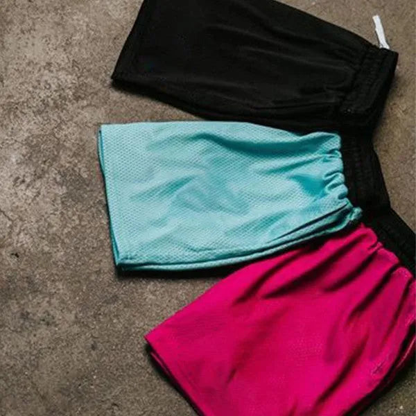 Men's Mesh Quick-Drying Running Shorts with 4-Way Stretch Fabric for High-Intensity Workouts in Black, Green, Purple, Red, and Sky Blue Colourways