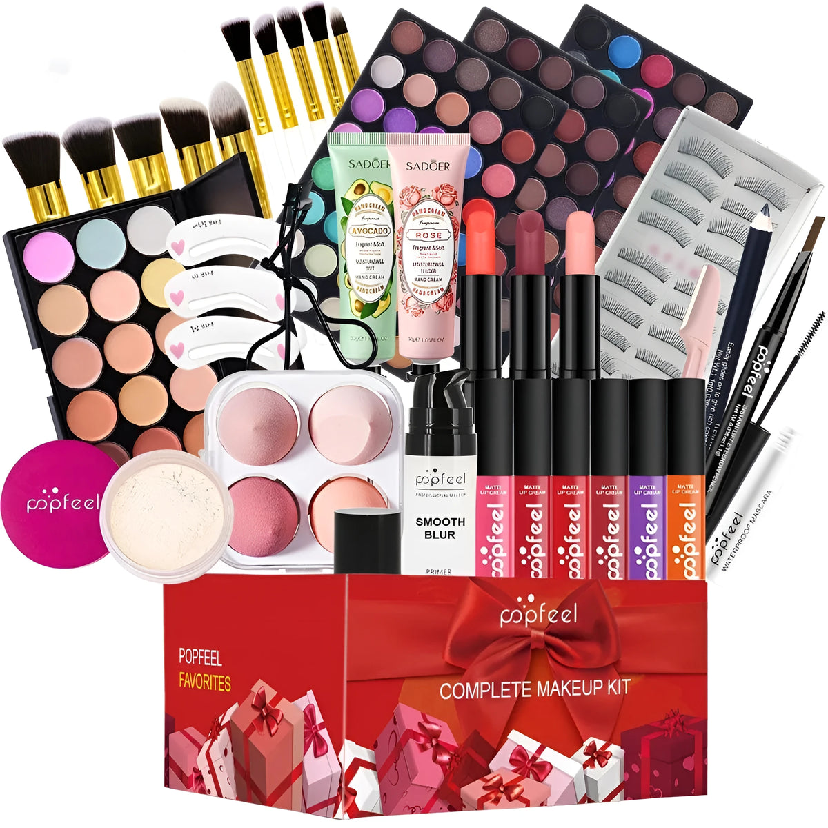 POPFEIL Yuan green mermaid makeup set POP003E, a complete cosmetic kit open to show contents.