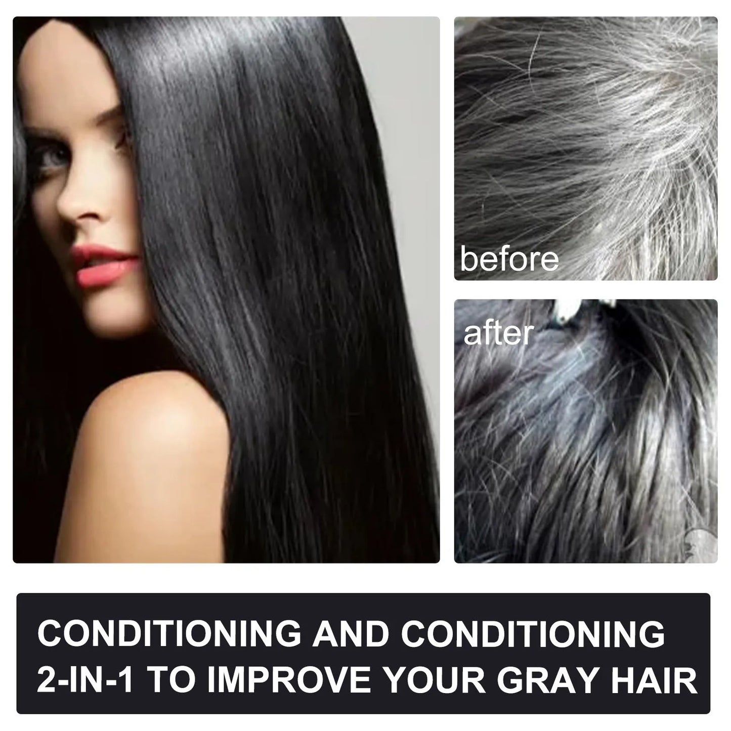 100ml boxed bottle of Polygonum Multiflorum shampoo for white to black hair colour restoration