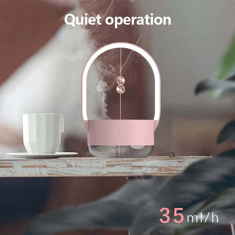 Compact portable USB powered humidifier with mood lighting for home and office use