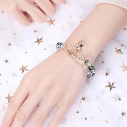 Small Design Crystal Bracelet with Green Ghost Beads for Women