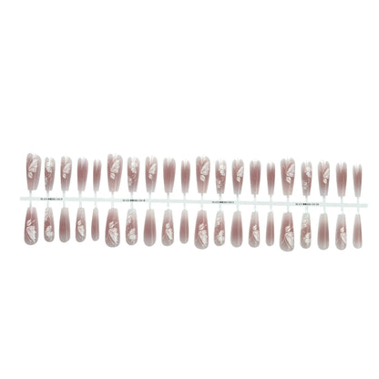 Wave mark long water drop nail stickers, 40 pieces, retro ultra-thin seamless design in matte, glossy, or Flash finish