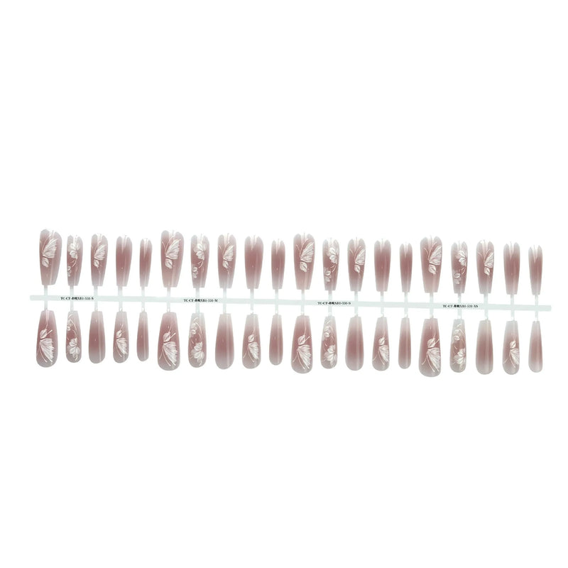 Wave Mark Ancient Style Long Water Drop Nail Art Stickers with Retro Ultra-Thin Seamless Design, 4 Pairs 40 Pieces per Set, Glossy Sealing Layer or Matte Finish, Ladies Nail Decoration