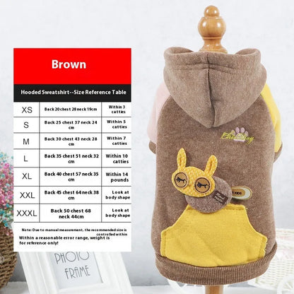 Cotton pet sweatshirt for dogs and cats in brown, green, or pink colours