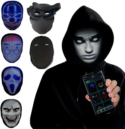 LED-powered face masks with gesture-controlled lighting effects for Halloween, parties, and other celebrations