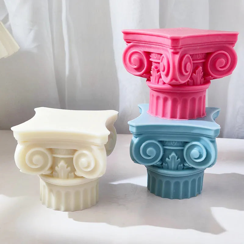 Roman pillar candle silicone mould for candles, cake, chocolate, and plaster crafts
