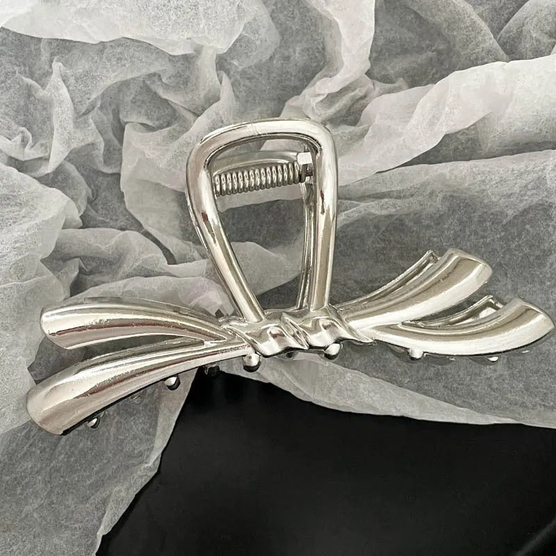 Silver metal hair claw barrette example from a range of 44 Korean-style designs.