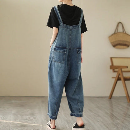 Stylish light blue denim strap pants for women with adjustable fit