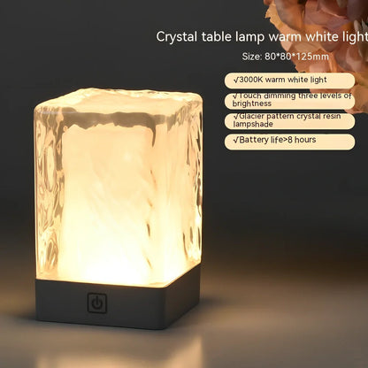 Crystal touch control desk lamp with USB connection and multiple colour lighting options