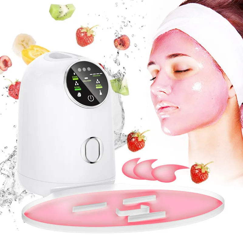 Intelligent Homemade Fruit and Vegetable Milk Beauty Apparatus, Plastic Face Mask Maker Machine, White, Plug-In, Includes 32 Effervescent Tablets, Mask Tray, Scraper, Measuring Cup, Cleaning Brush, US EU UK AU Standards