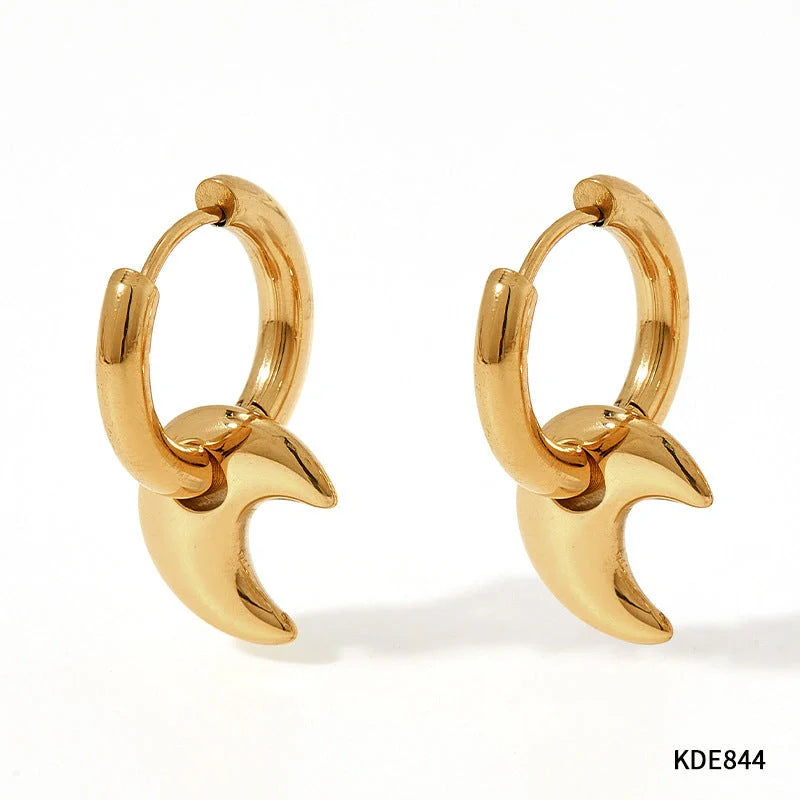 Elegant stainless steel earrings with a glossy finish, showcasing a variety of geometric shapes and colours to complement any British-inspired fashion