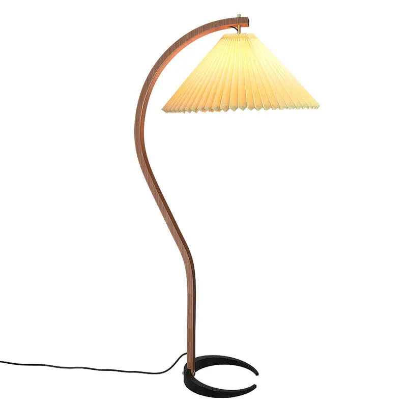 Vertical table lamp with retro-style log lampshade in white or wine red colour options