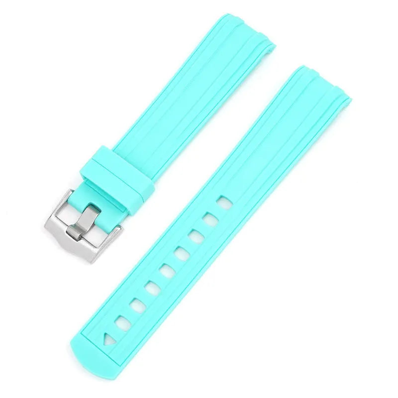 20mm wide genuine leather smartwatch strap in multiple colours with silver buckle.