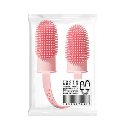 Pet dental finger cleaning set with double brush design in TPR material for tooth stain removal