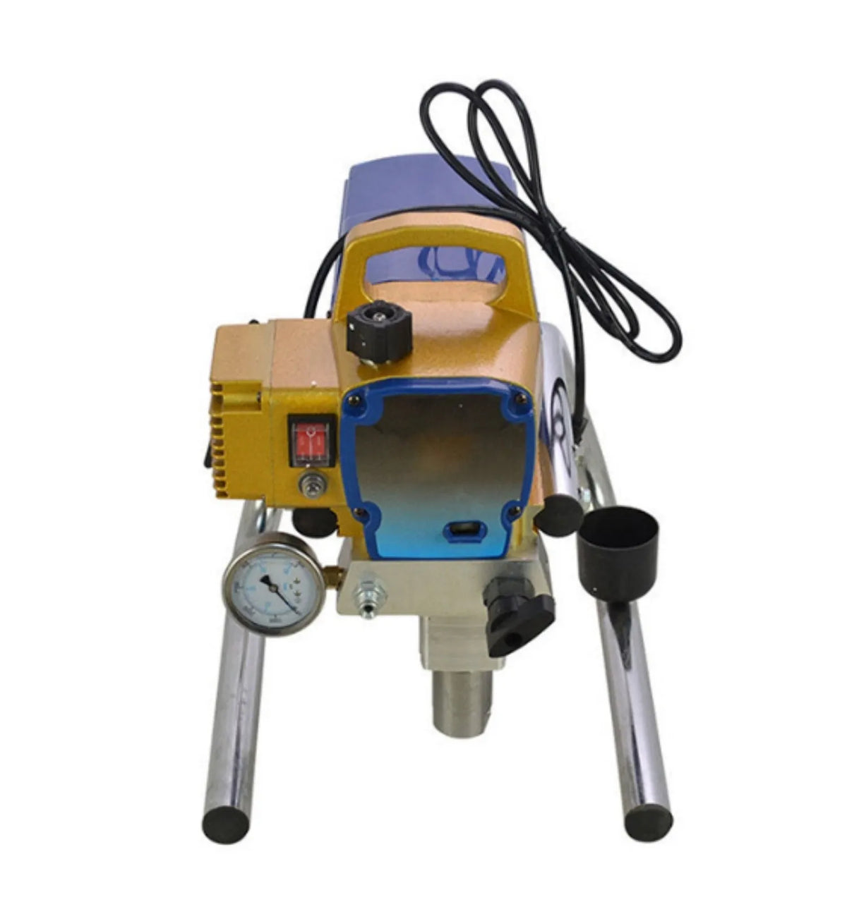 Blue electric airless spraying machine with spray gun and 50cm extension rod for paint application